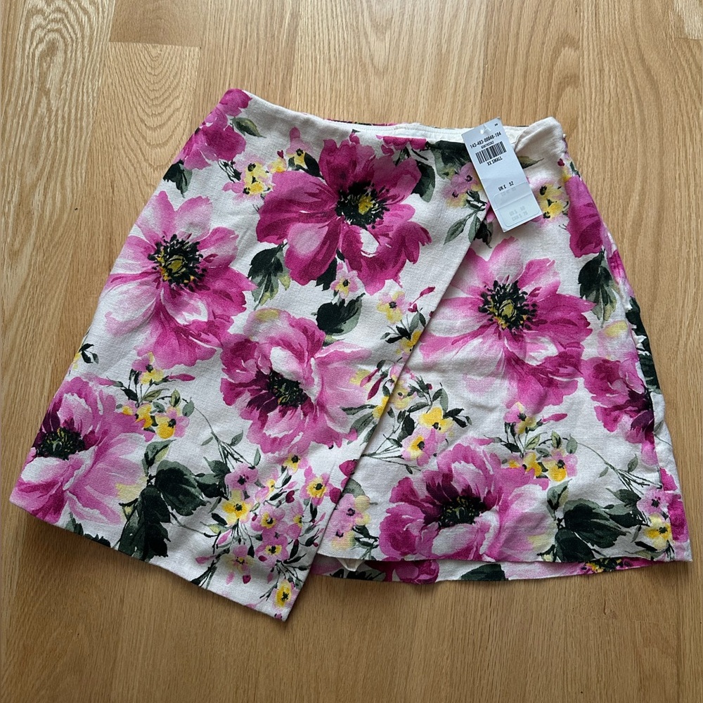 NWT ABERCROMBIE Scarlett Linen-Blend Wrap Mini Skort (XXS)